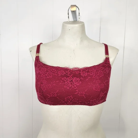 Victoria's Secret Love Cloud Claret Red Lined Wireless Lounge Bra Small DD Cup - Picture 2 of 7